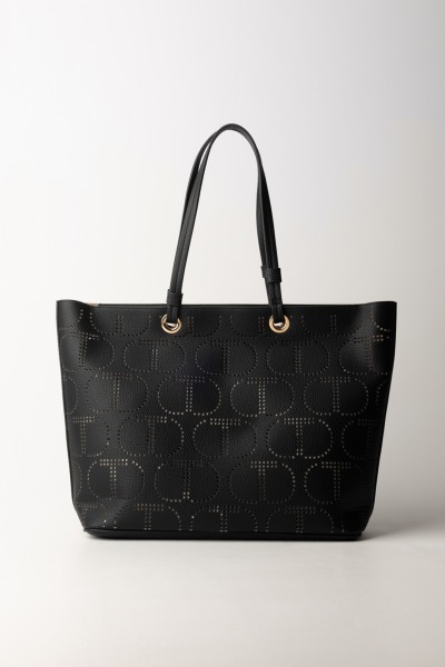 Twin-Set  Tote bag with perforated logo 241TD8030 NERO