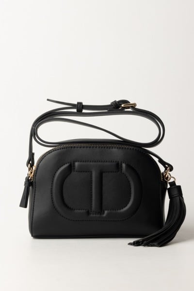 Twin-Set  Small shoulder bag with Oval T and tassel 241TD8024 NERO
