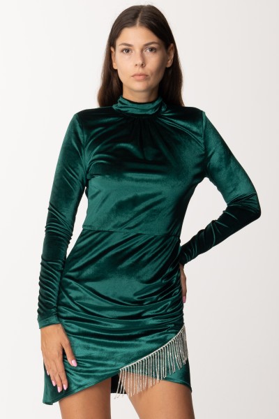 Dramèe  Velvet mini dress with rhinestone fringes DRFW23769 BOSCO