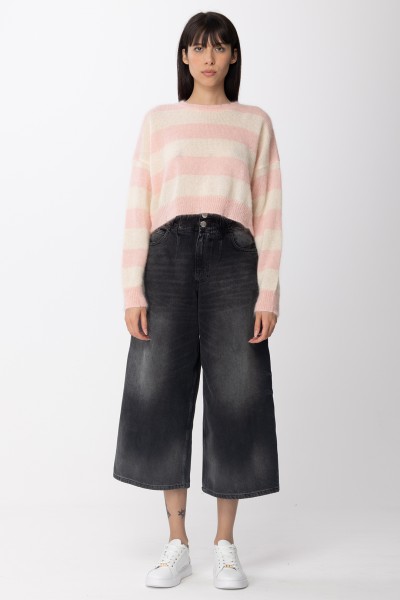 Aniye By  Cropped sweater with stripes print 181554 PINK- STRIPES