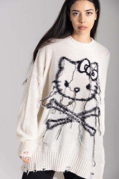 Aniye By  Kitty punk print oversize sweater 181004 SUGAR